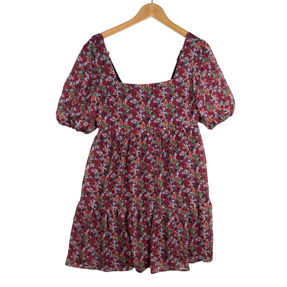 NWT BCBGeneration Women's Puff Sleeve Multicolor Floral Print Mini Dress Size 8